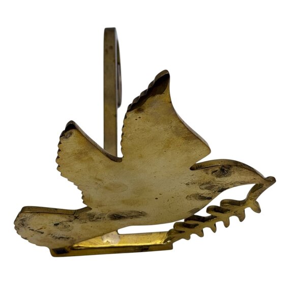 Christmas Stocking Holder Holiday Dove Heavy Solid Brass Christmas Mantle Decor - Picture 3 of 9